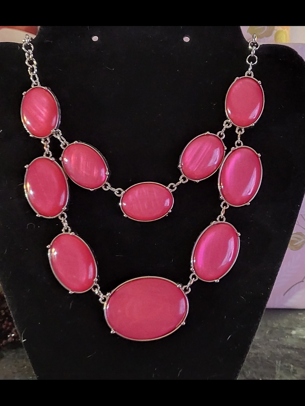 Lovely 24" Pink Statement Multi-Oval Necklace From Kim Rogers
